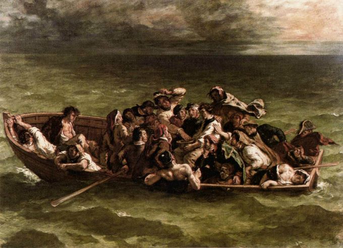 Eugene Delacroix malte det berøm,te skipsforliset fra andre canto. Det er her 